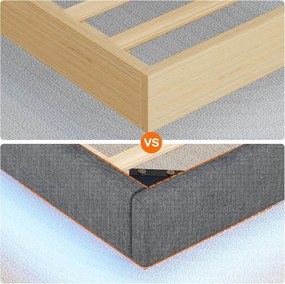 Dvoulůžková postel Timaro 180x200 s nabíjecí stanicí a LED osvětlením šedá