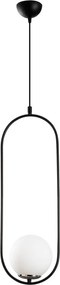 Čierno-biele závesné svietidlo so skleneným tienidlom Mudoni – Opviq lights