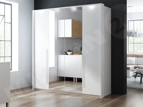 Skriňa Posero 210, Farby: biela / zrkadlo