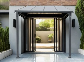 Hliníkový vchodový prístrešok BestBerg PD-4A / 4,3 m² / sivý