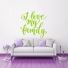 Veselá Stena Samolepka I love my family Farba: zelená, Veľkosť: 100 x 103 cm