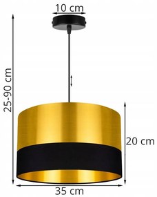 Závesné svietidlo Golden, 1x zlaté textilné tienidlo (výber z 2 farieb), (výber z 2 farieb konštrukcie), (fi 35cm)