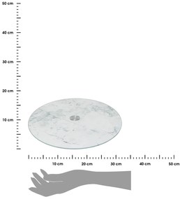 Sklenený otočný servírovací podnos White Marble, (fi) 32 cm