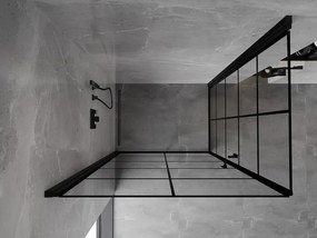 Mexen Mist-B Duo, 2-krídlový výklopný sprchový kút 80 x 70 cm, číre sklo-čierna mriežka, 8A2-080L-070P-70-77