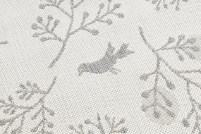 Koberec FLAT 48774/367 Listy Vtáci - krémová sivá Veľkosť: 160x230 cm