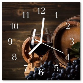 Nástenné sklenené hodiny Farba vína 30x30 cm