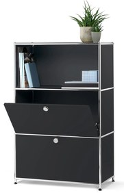 Kovový regál »CN3« s 2 výklopnými priehradkami, čierny