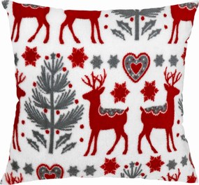 Vianočná obliečka na vankúš SCANDI 40x40 cm - jelene - šedá/červená/biela