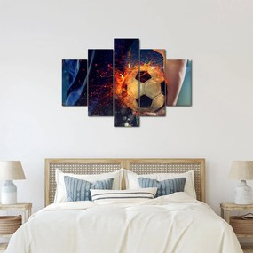 Obraz - Futbalová lopta v ohni (150x105 cm)