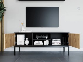 TV stolík LANZZI 120x40 cm, čierna/dub artisan