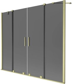 Mexen Velar Duo, 2-krídlová posuvná vaňová zástena 170 x 150 cm, 8mm šedé sklo, zlatý matný profil, 896-170-000-42-55