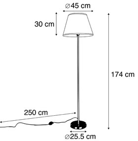 Moderná stojaca lampa oceľová s bielym plisovaným tienidlom 45 cm - Simplo