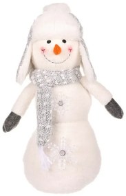 Vianočná dekorácia Snehuliak s LED hviezdami, v. 40 cm, biela