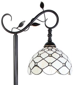 Biela stojacia Tiffany lampa kamienky TransparentEye - 36*25*152 cm E27/max 1*60W