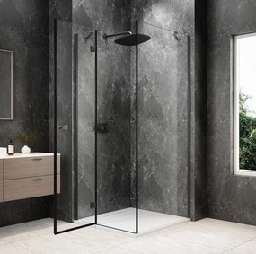 Polysan Polysan, GLOBE GUN METAL štvorcová sprchová zástena 800x800mm, číre sklo, ľavá, GB1080-3215LGM