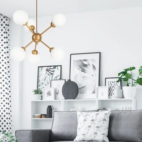 Luster na tyči RUBBY BALL 6xG9/5W/230V zlatá