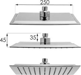 Sprchová tyč TAYLOR s ručnou a dažďovou sprchou - 25x25 cm - chrómová