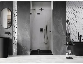 Mexen, Mexen Lunar ľavé výklopné sprchové dvere 85 cm, transparentné, čierne - 834-085-000-70-00-L