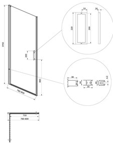 Cersanit Moduo, 1-krídlové dvere do otvoru 80x195 cm, 6mm číre sklo, chrómový profil, S162-020