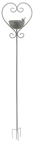 Zapichovacie napájadlo pre vtáky Heart, 138,4x33,7 cm, kov, sivá