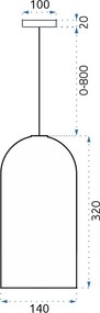 Toolight Fox B, závesná lampa 1xE27 APP196-1CP, čierna-ružové zlato, OSW-00177