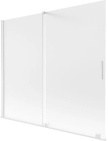 Mexen Velar, 2-krídlová posuvná vaňová zástena 180 x 150 cm, 8mm sklo námraza, biela matná, 896-180-000-31-20