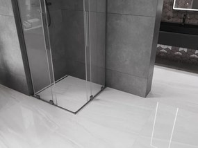 Mexen Velar L Duo, sprchový kút s posuvnými dverami 80 x 80 cm, 8mm číre sklo, brúsený grafit, 871-080-080-02-03-95