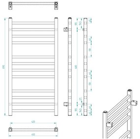 Sapho Sapho, METRO vykurovacie teleso 450x890 mm, čierna matná, IR400TB