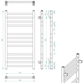 Sapho, METRO vykurovacie teleso 450x890 mm, čierna matná, IR400TB