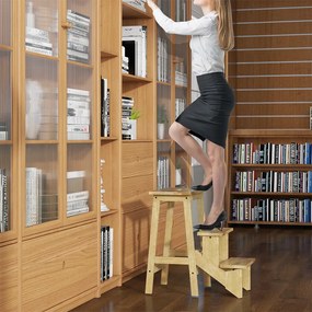 Skladací 3-stupňový schodík, prírodný