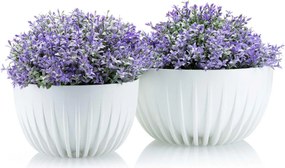 PLASTOVÝ KVETINÁČ STRIPPED ECO SADA 2KS 16X30 CM+15X24 CM BIELA