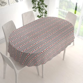 Biante Veľký bavlněný oválny obrus Sandra SA-419 Ružičky na sivom bodkovanom 180x240 cm