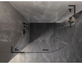 Mexen Lunar, L polkruhový sprchový kút naklápací doľava 100 x 70 cm, 8mm číre sklo, grafitový profil, 833L-100L-070P-95-00