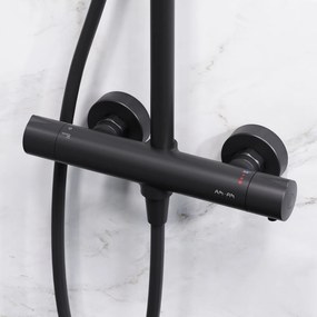 Sprchový systém AM.PM Like F07LA422 s termostatickou sprchovou batériou, čierny