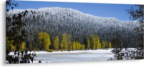 Obraz - zasnežené hory v zime (120x50 cm)