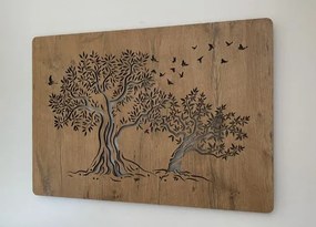 Svietiaci obraz dvoch stromov na batériu