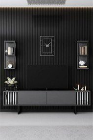 Televízny stolík s policami Chrome Anthracite and Black