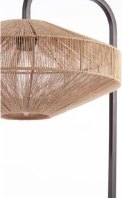 Stojacia lampa s textilným tienidlom v matnej čierno-prírodnej farbe (výška 164 cm) Lyra – Light &amp; Living