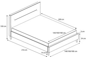 Čalúnená posteľ KAROLINA šedá rozmer 160x200 cm