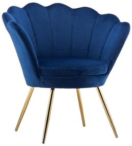 LuxuryForm DESIGN Kreslo FREY VELUR so zlatými nohami - modré
