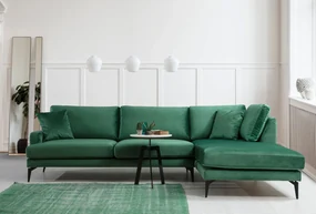 Elegantná rohová pohovka Velour 283 x 180 cm, pravá, zelená