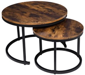 Sada 2 konferenčných stolíkov GALEN 70 cm Rustic