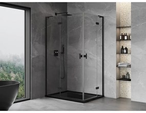 Mexen Mist-H L Duo, 2-krídlový sprchový kút 100 x 85 cm, číre sklo, čierny profil, 8A5L-100L-085P-70-00