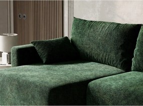 Tmavozelená ženilková rozkladacia/s úložným priestorom rohová pohovka (ľavý roh/s leňoškou) Leon – Maison de Rêve