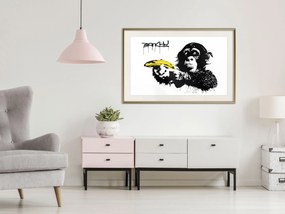 Artgeist Plagát - Banksy: Monkey with Banana [Poster] Veľkosť: 90x60, Verzia: Čierny rám