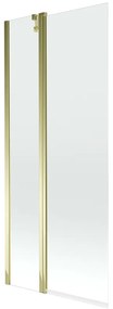 Mexen Flip, vaňová zástena 1-krídlová 80 x 150 cm, otočné krídlo, 6 mm číre sklo, zlatý profil, 894-080-101-50-00