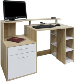 Sconto Pracovný stôl FRANCKY dub sonoma/biela