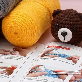 4-dielna háčkovacia sada so zvieratkami pre začiatočníkov