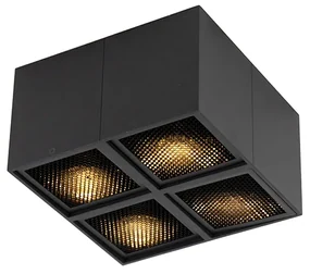 Dizajnové bodové svetlo čierne 4-žiarovkové - Qubo Honey