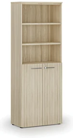 Kombinovaná kancelárska skriňa PRIMO WOOD, dvere na 3 poschodia, 800 x 420 x 2128 mm, dub prírodný